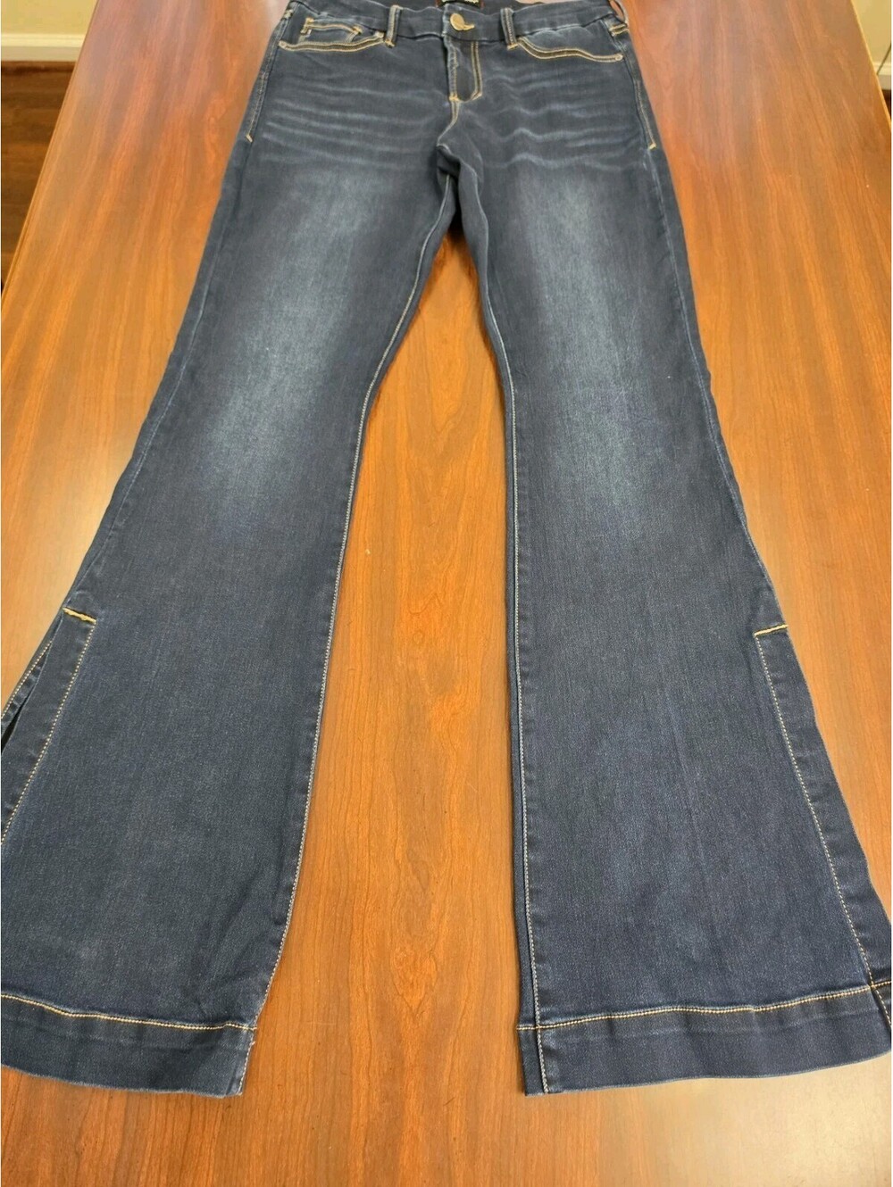 Dear John Jeans Wide Leg Split Hem Cuffs Size 28 70s Retro Bohemian Modern Chic